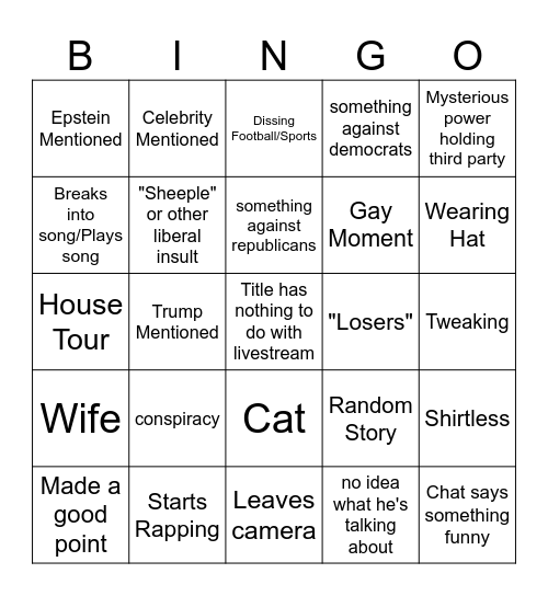 OFF TOPIC SHOW Bingo Card