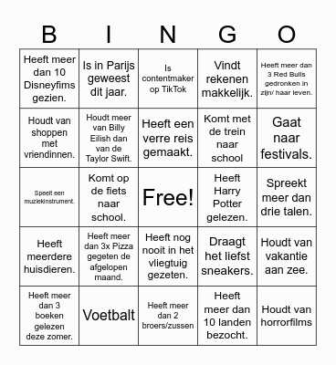 kennismakingsbingo Card