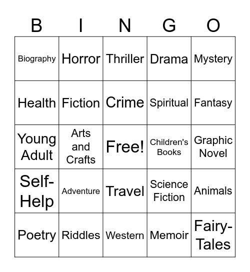BOOK GENRES Bingo Card