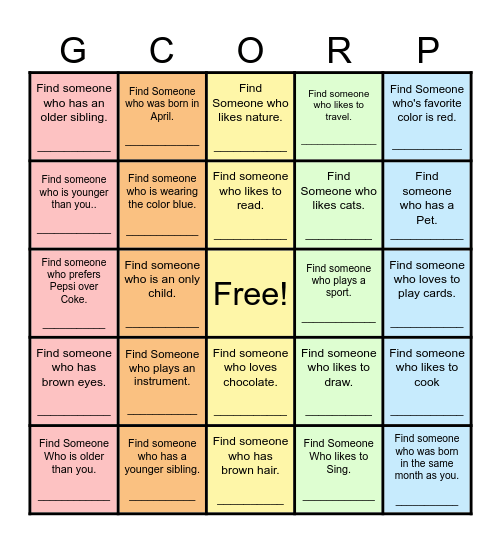 Find Someone Who... Bingo Card