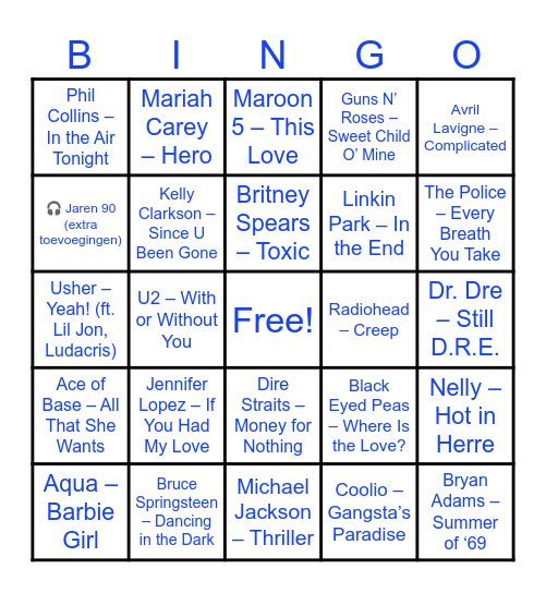 De Groenendaal MuziekBINGO Card
