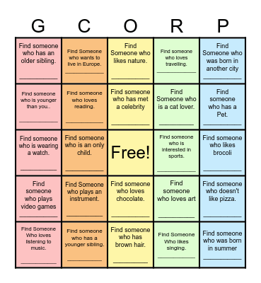 Find Someone Who... Bingo Card