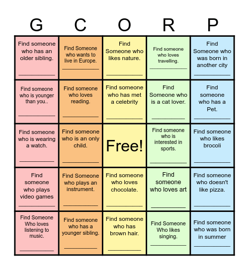 Find Someone Who... Bingo Card