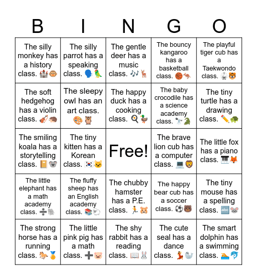 B6 L4 The little pink pig has a math class. ➕🐷 Bingo Card