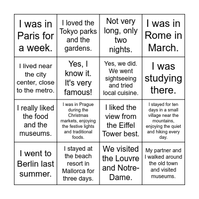 Business Partner B1 Unit 1.3 Review/ Warm-up activity Bingo Card