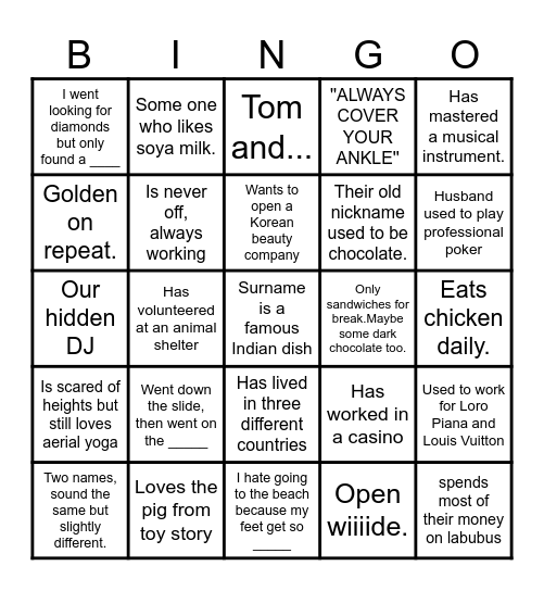 CGO BINGO Card