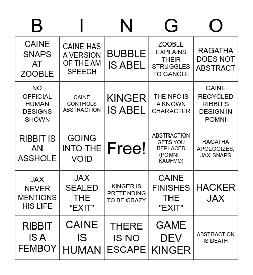 YOU LOOK CONVOLUTED! Bingo Card