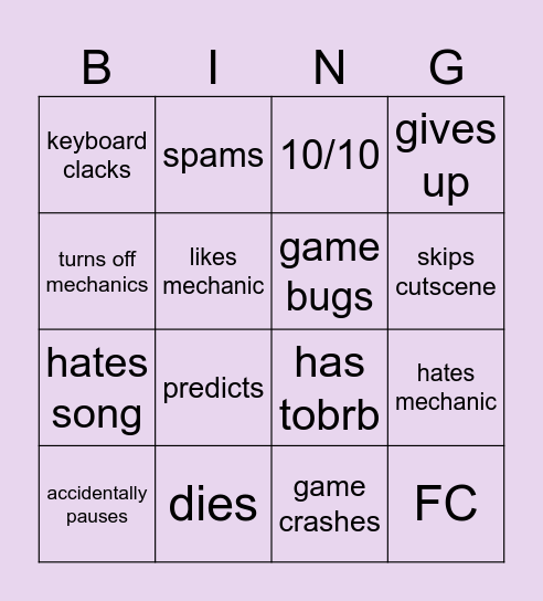 diernyouweirdo Bingo Card