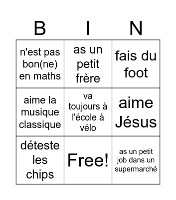 TROUVE UNE PERSONNE QUI... Bingo Card