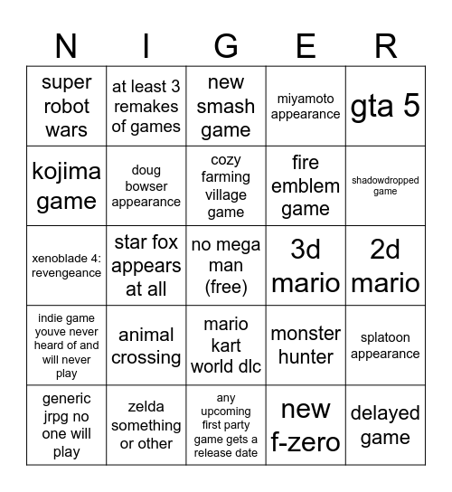 First Strand-Type Direct Bingo Card