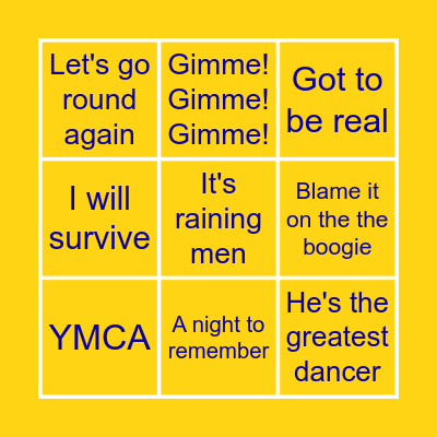 Disco Feverz Bingo Card
