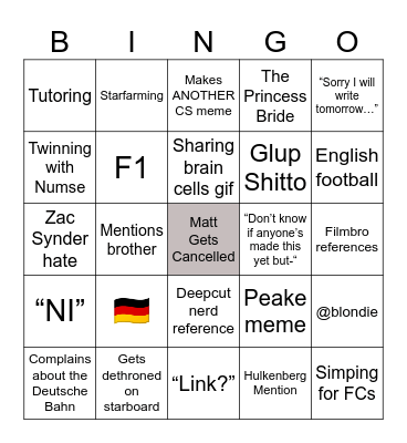 MATT Bingo Card