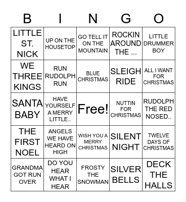 CHRISTMAS MUSIC BINGO Card