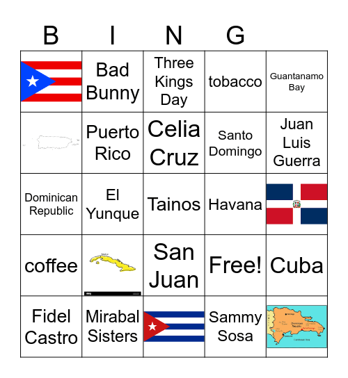 El Caribe Culture Bingo Card