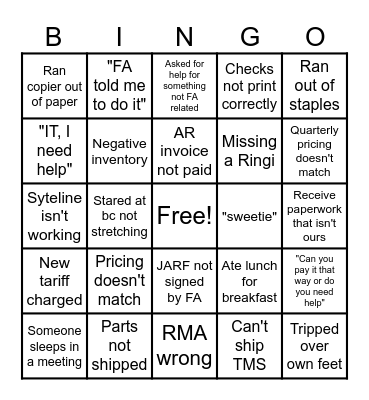 Office Bingo Card