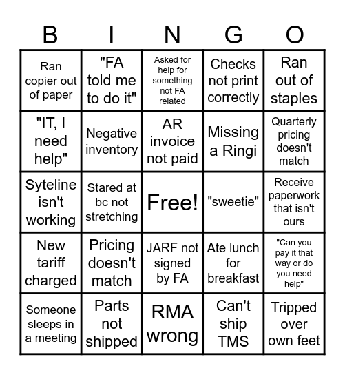 Office Bingo Card