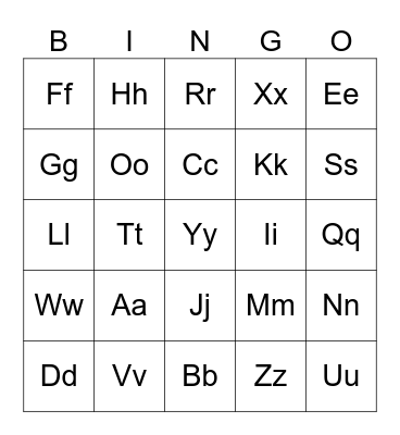 ABC Bingo Card