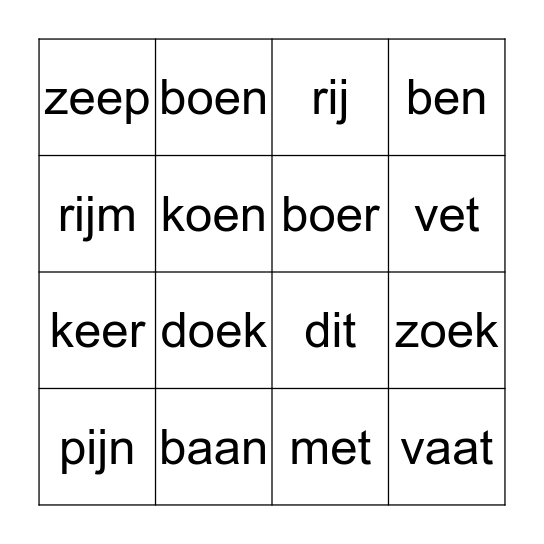 woordenbingo Card