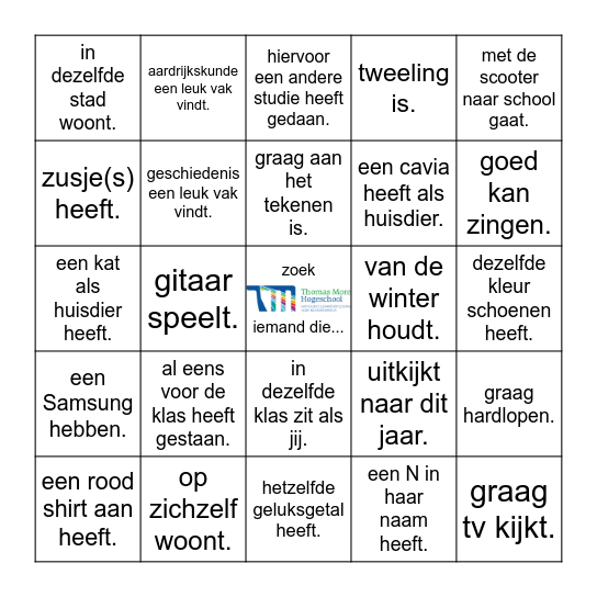 Zoek iemand die... Bingo Card