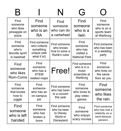 Get to Know Me (RA Edition) Bingo Card