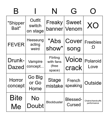 ENHYPEN CONCERT Bingo Card