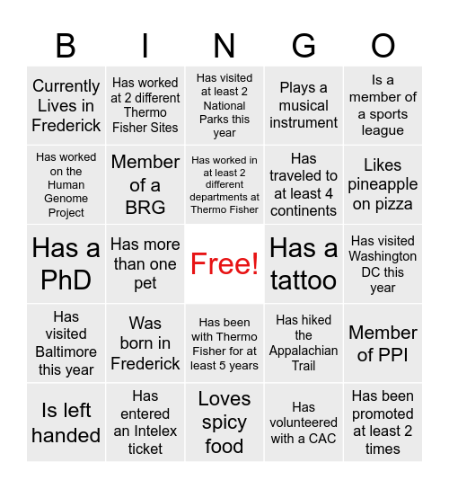 Thermo Belonging week Bingo Card