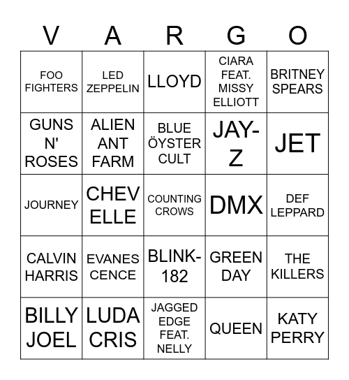 Game #1 - Mic Drops & Mosh Pits Bingo Card