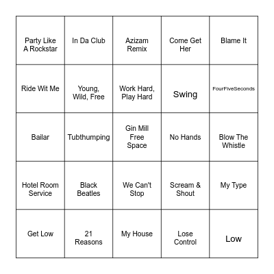 Weekend Warrior Bingo Card