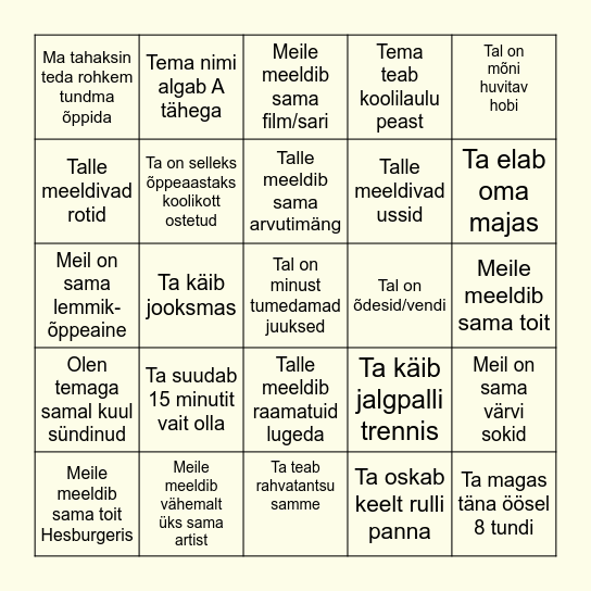 10.kl bingo Card