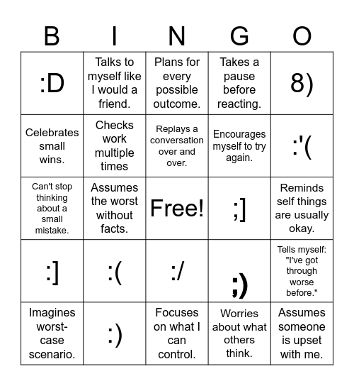 Overthinking Bingo! Bingo Card