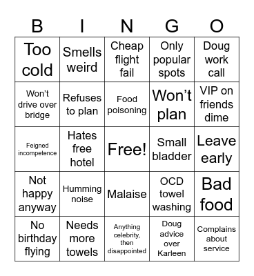 Angry Anna Bingo Card