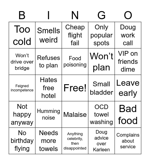 Angry Anna Bingo Card