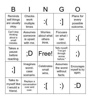 Overthinking Bingo! Bingo Card