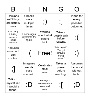 Overthinking Bingo! Bingo Card