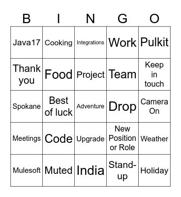 Farewell! Bingo Card