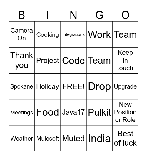 Farewell! Bingo Card