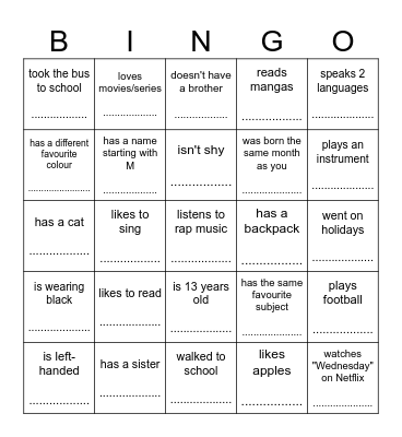 Find someone who... Bingo Card