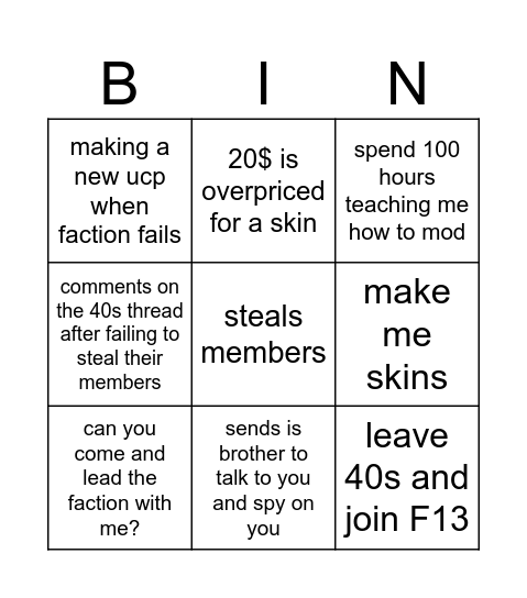 asquared bingo Card