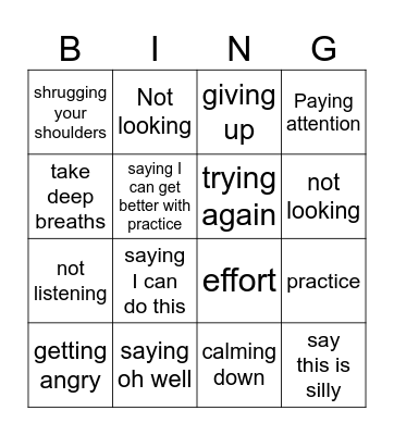 Improving skills Bingo Card