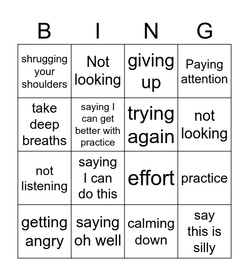 Improving skills Bingo Card