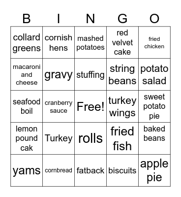 Thanksgiving Bingo Card