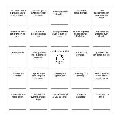 Find a person who... Bingo Card