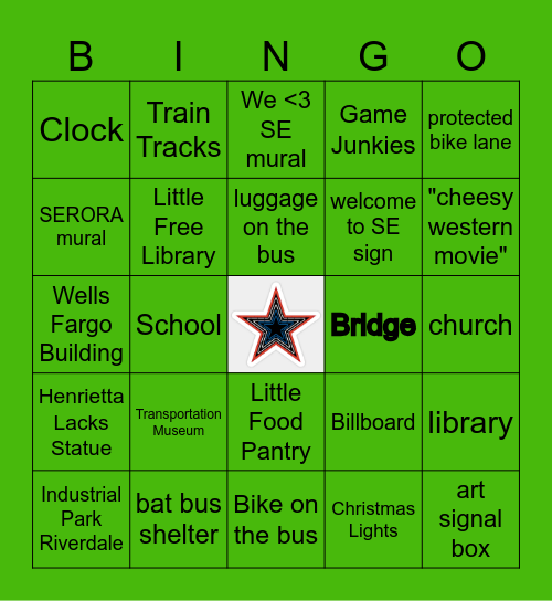 Try Transit SE Bingo Card