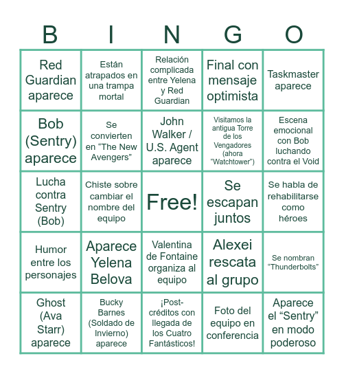 THUNDERBOLTS* Bingo Card