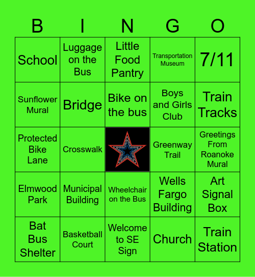 Try Transit SE Bingo Card