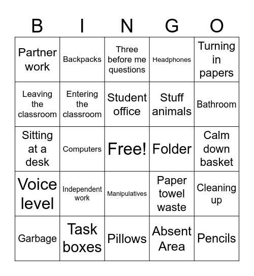 Expectation Bingo Card