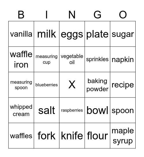 Waffles Bingo Card