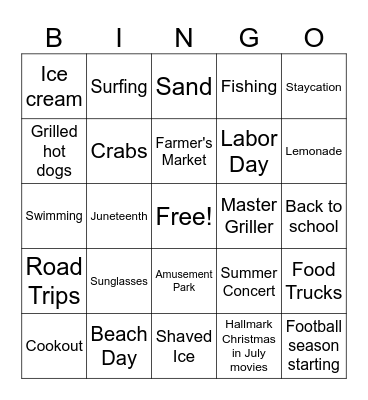 End of Summer '25 Bingo Card