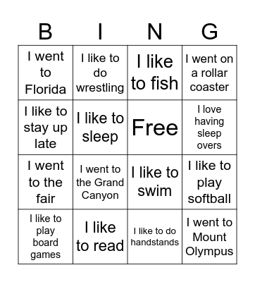Get to Know Your Classmates Bingo Card