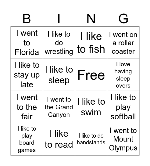 Get to Know Your Classmates Bingo Card